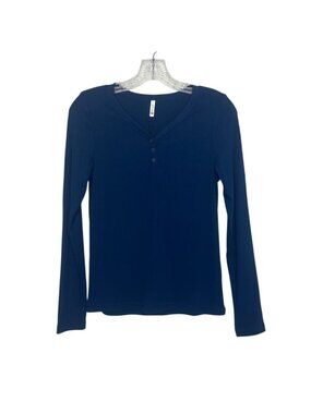 Zengjo Button Henley Shirt Long Sleeve Medium Blue New